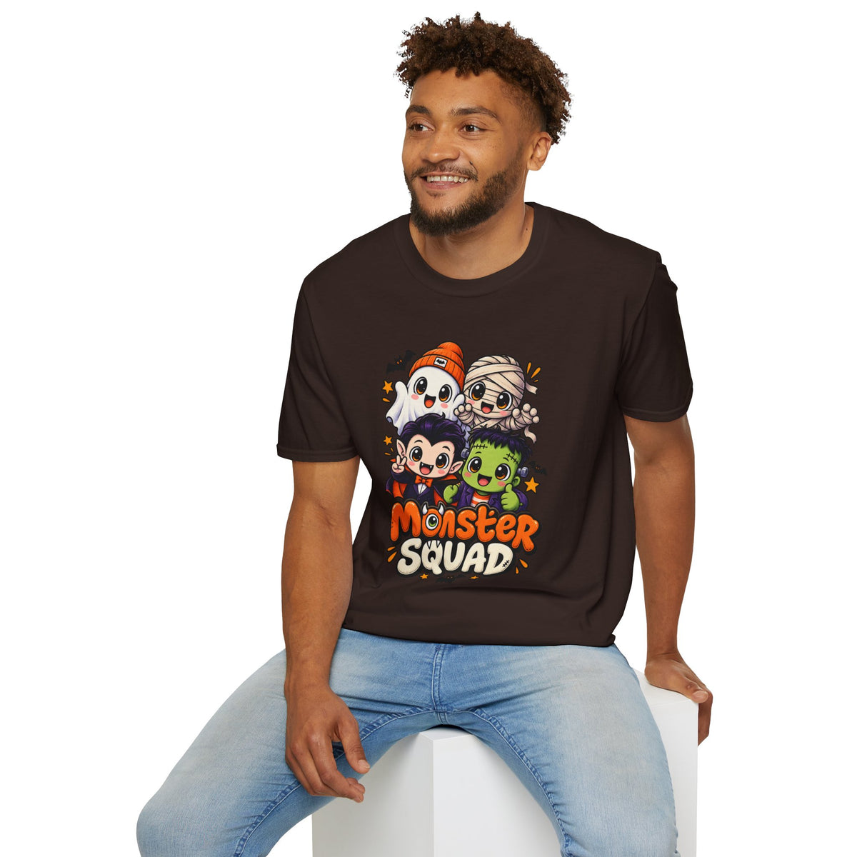 Funny Monster Squad Shirt | Cute Kawaii Halloween Tee | Ghost Mummy Vampire Frankenstein Graphic T-Shirt