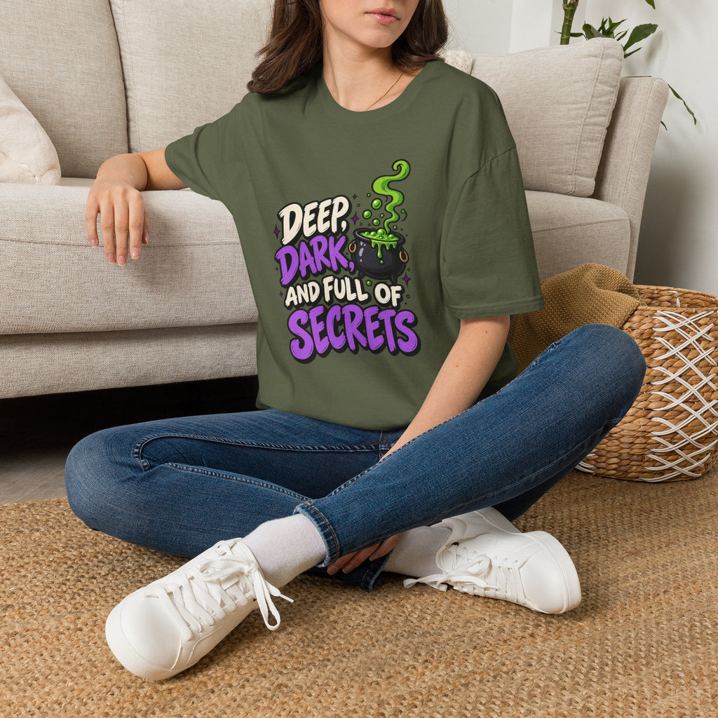 Funny Halloween Shirt DEEP DARK AND FULL OF SECRETS Novelty Tee Graphic T-Shirt