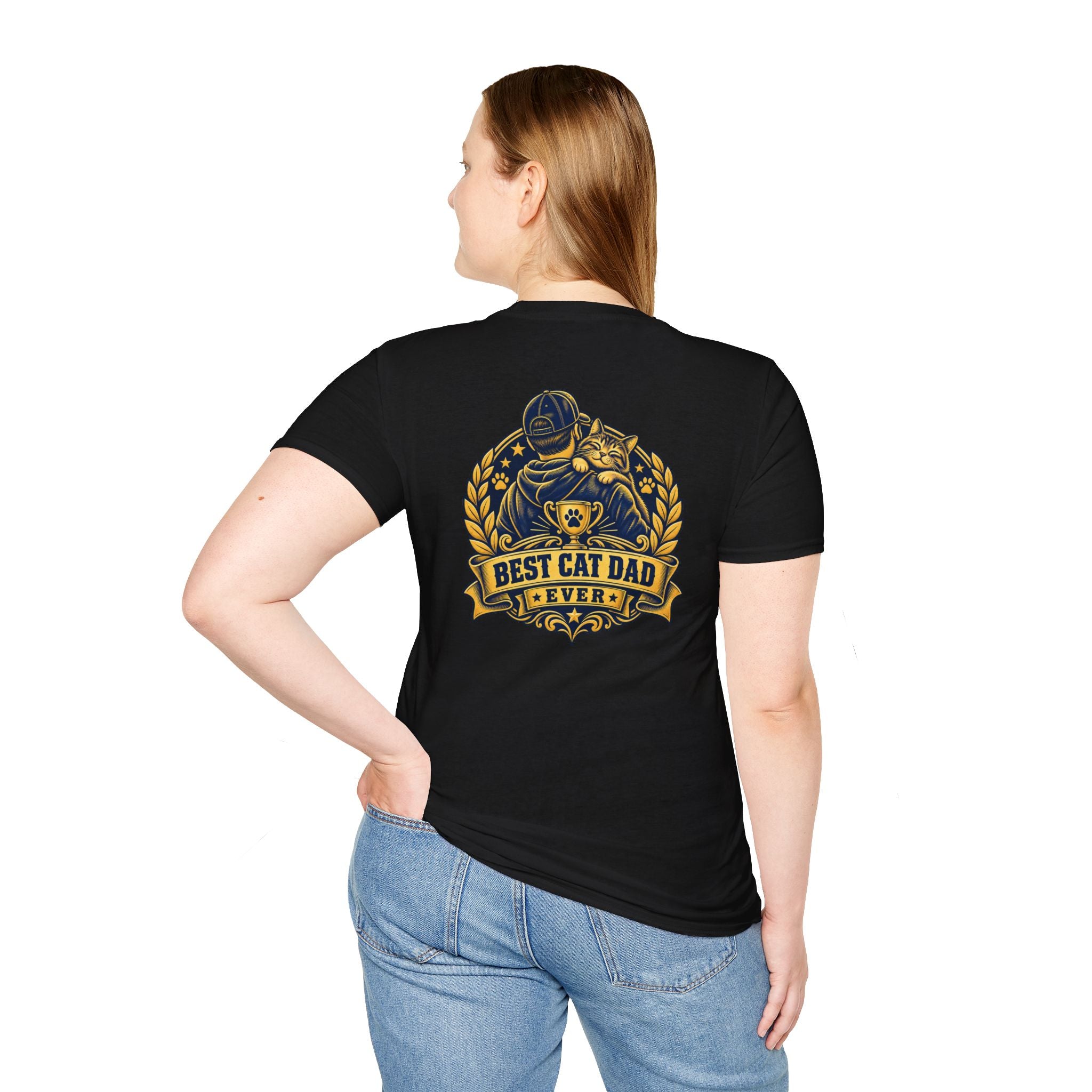 Best Cat Dad Ever Shirt Vintage Trophy Badge Cat Lover Graphic Tee Dark Humor Tee Unique Gift Funny Tshirt