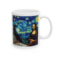 Funny Mona Lisa Van Gogh Starry Night Art Tea Coffee Cup Ceramic Mug Unique Gift