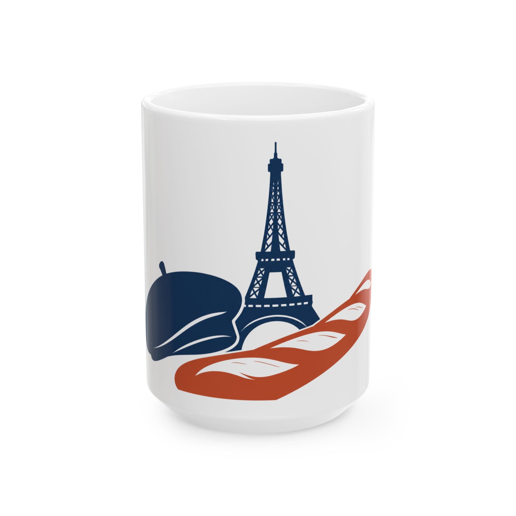 French Icons Mug Beret Baguette Eiffel Tower Retro Poster Coffee Cup 11oz 15oz France Travel Gift Tea Mug
