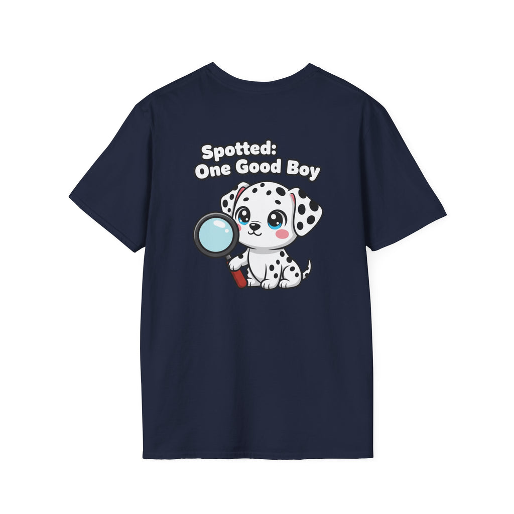 Cute Dalmatian Shirt Spotted: One Good Boy Funny Dog Lover Unisex Softstyle Tee Gift