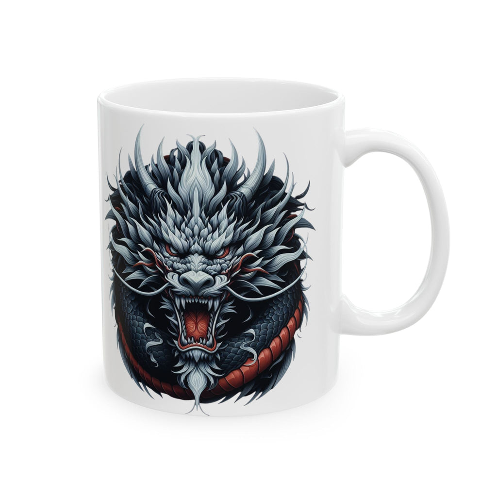 Japan Dragon Mug White Ceramic Tea Coffee Cup Unique Birthday Gift Animal Lover 11oz