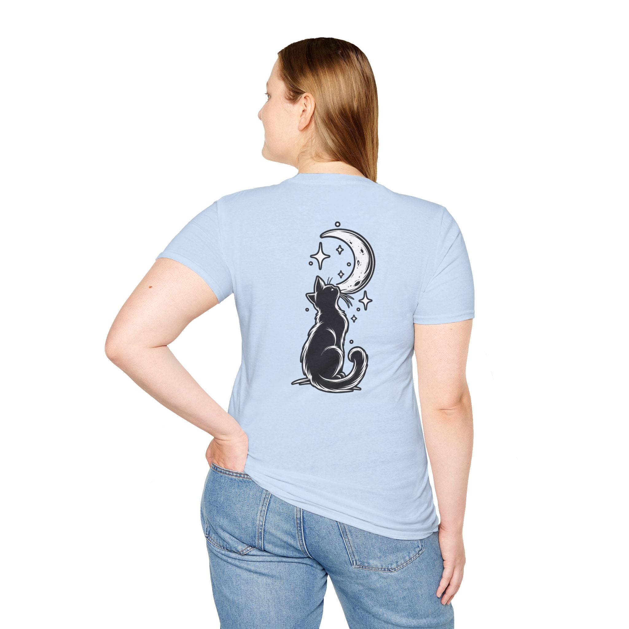 Black Cat Shirt Moon Silhouette Minimalist Funny Cat Lover Graphic Tee Unique Gift Black Cat T shirt