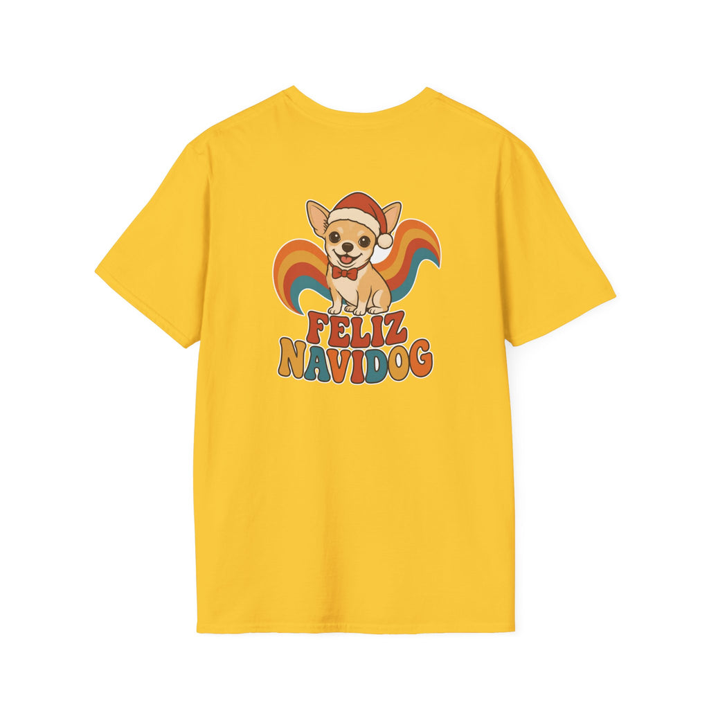 Retro Christmas Dog T-Shirt Feliz Navidog Vintage Dog Lover Shirt Unisex Softstyle Tee Christmas Gift