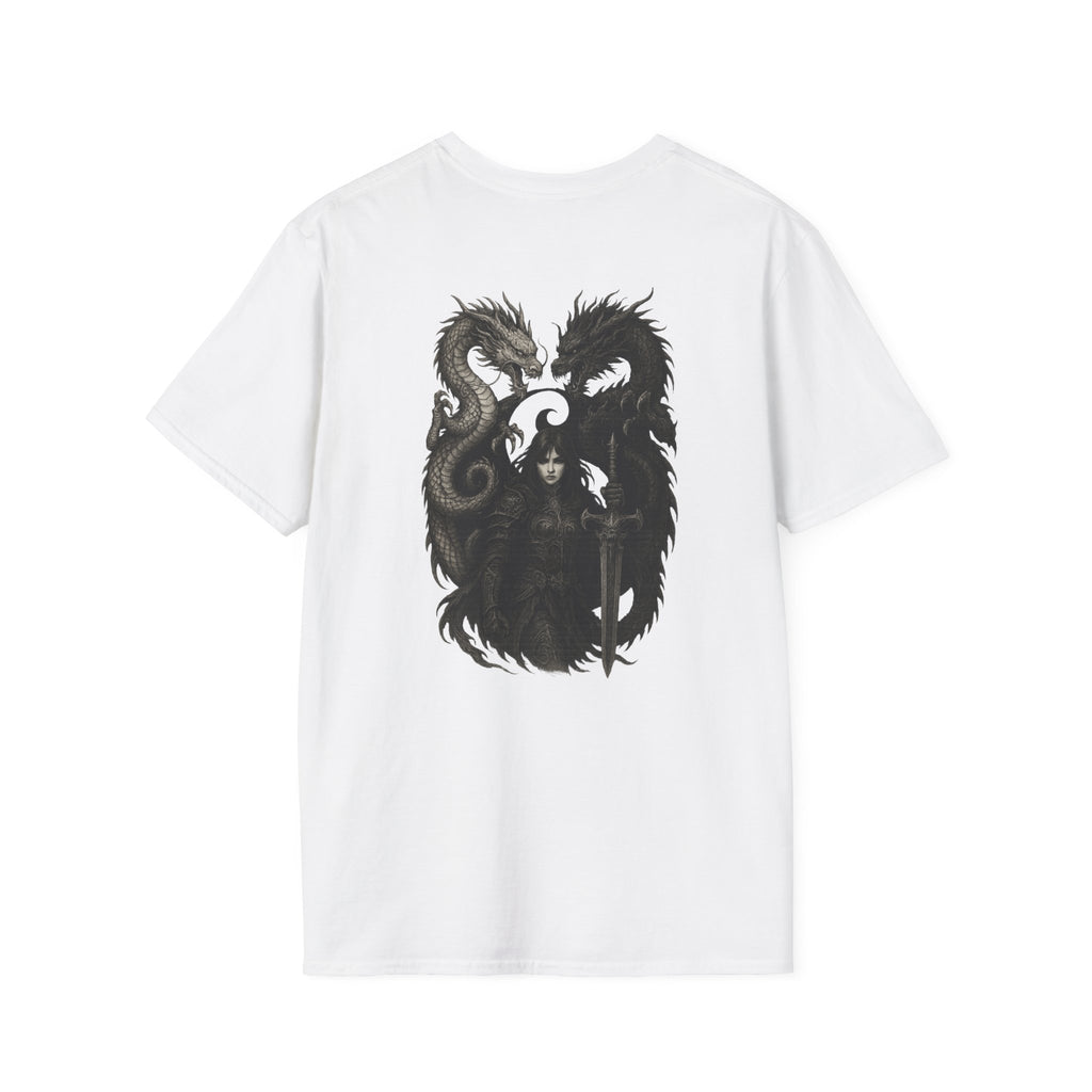 Dragon T-shirt Men Women Graphic Tee Clothing Apparel Symbol Ying Yang In Back