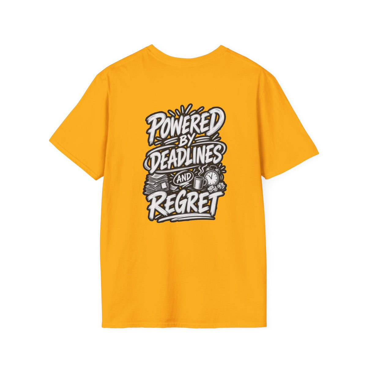 Funny Dark Humor Shirt Powered by Deadlines and Regret Funny Office Tee Unique Coworker Gift