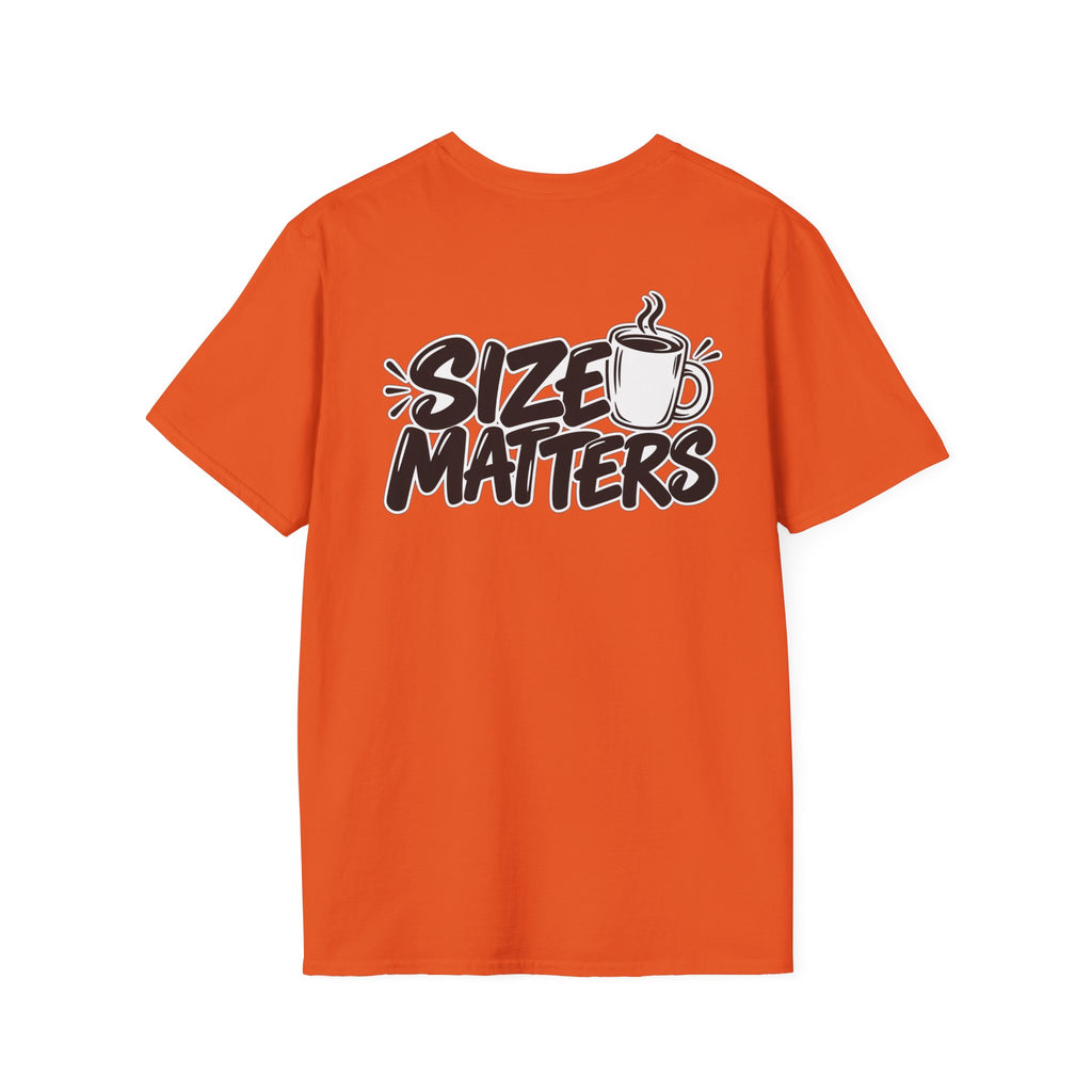 Dark Humor Funny Coffee Shirt Size Matters Novelty Graphic Tee Unique Gift