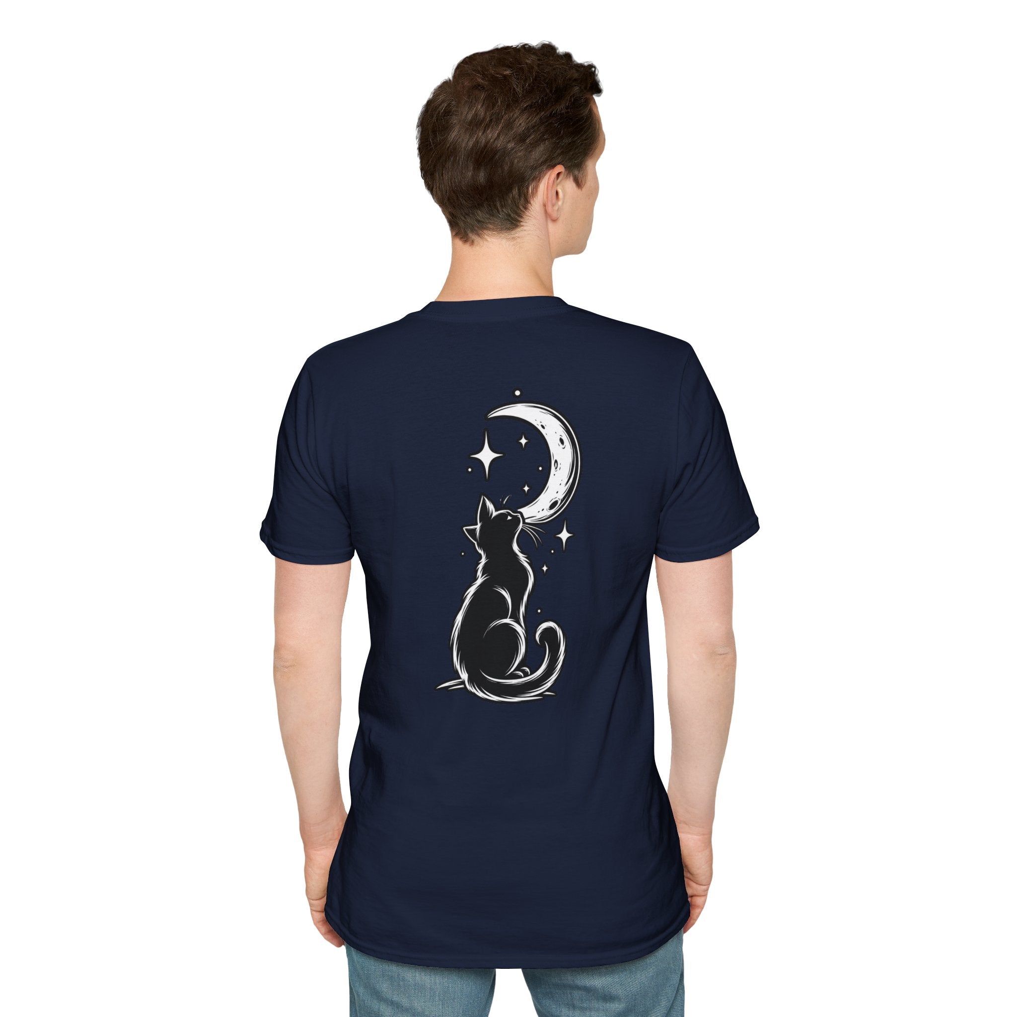 Black Cat Shirt Moon Silhouette Minimalist Funny Cat Lover Graphic Tee Unique Gift Black Cat T shirt