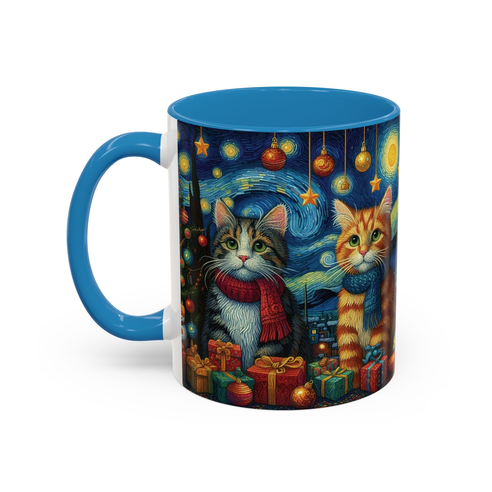 Christmas Mug Cats Mug Mom Van Gogh Art Funny Coffee Tea Ceramic Mug Cup Pink