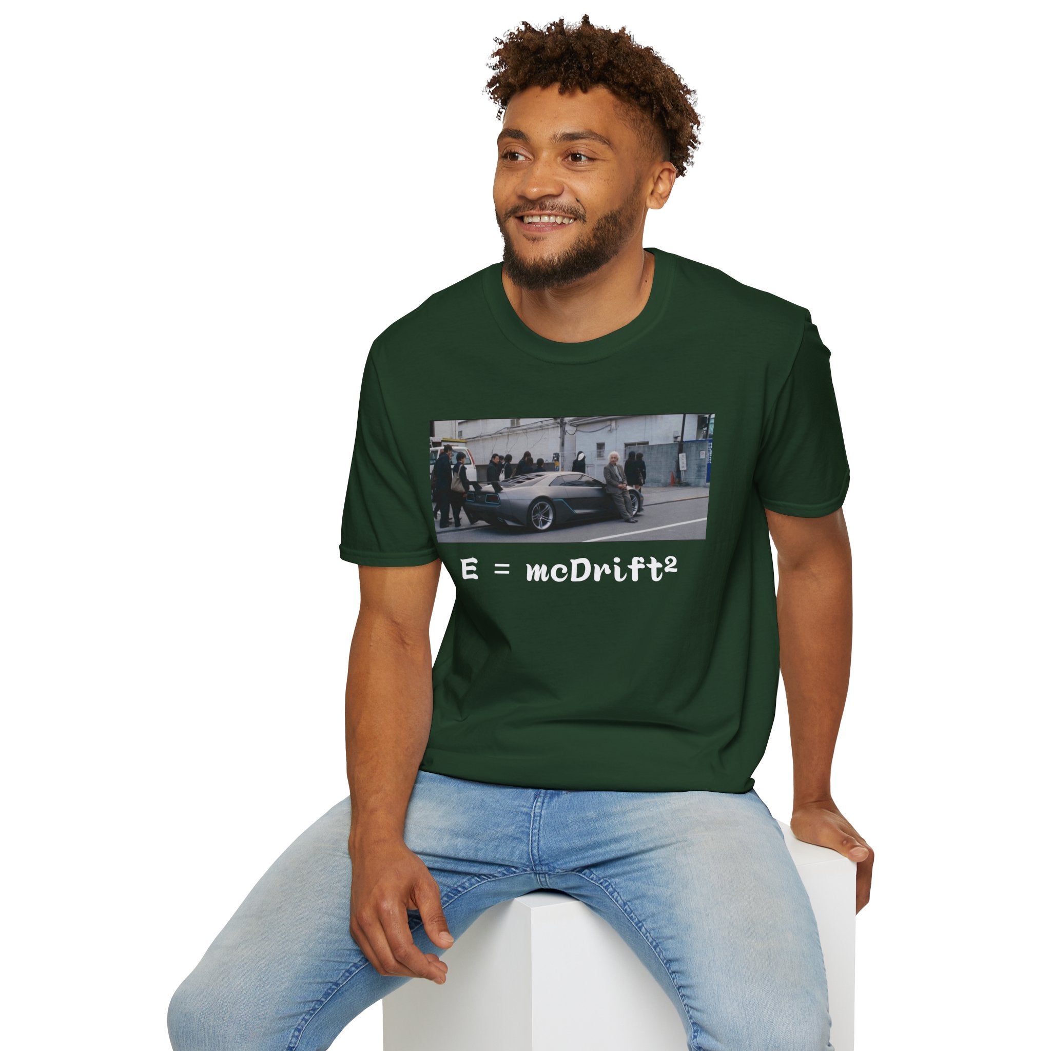 Funny Einstein Drift T-Shirt Speed Racing Car Unisex Softstyle TShirt Gift Men