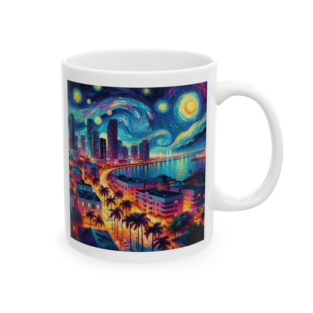 Miami Mug Ceramic Mug Coffee Cup Van Gogh Style GTA Vice City Beach Funny Gift 11oz