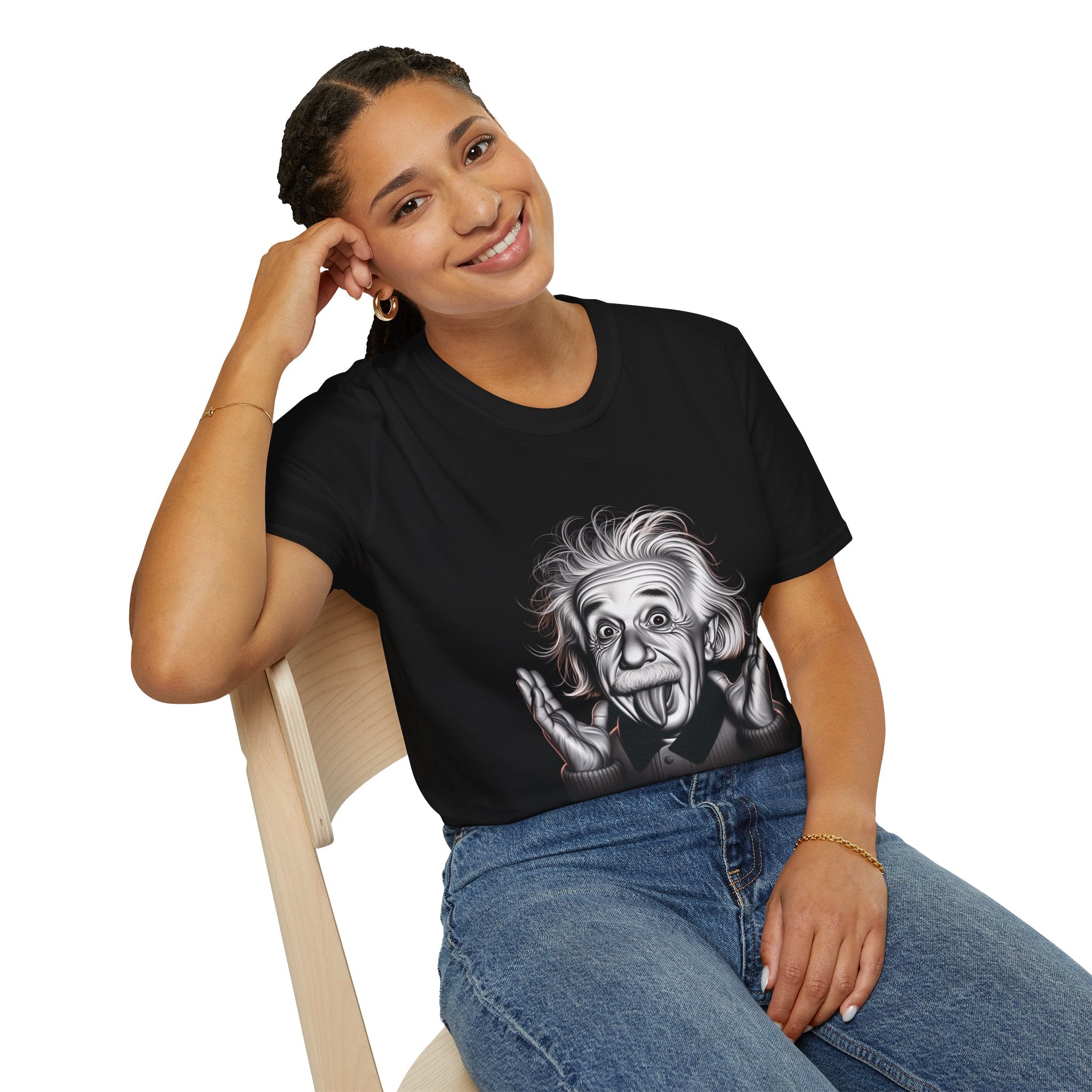 Funny Albert Einstein Print T-Shirt Unisex Softstyle T-Shirt Cotton Unique Gift