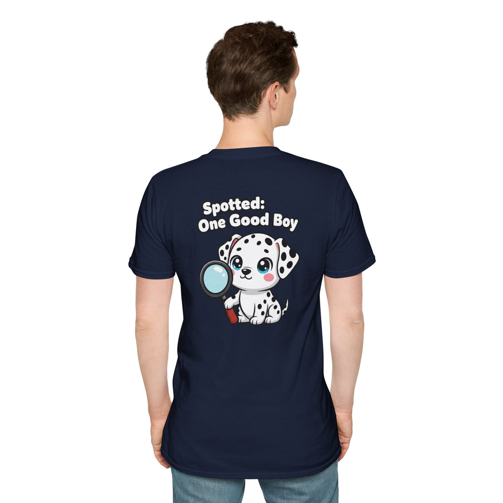 Cute Dalmatian Shirt Spotted: One Good Boy Funny Dog Lover Unisex Softstyle Tee Gift