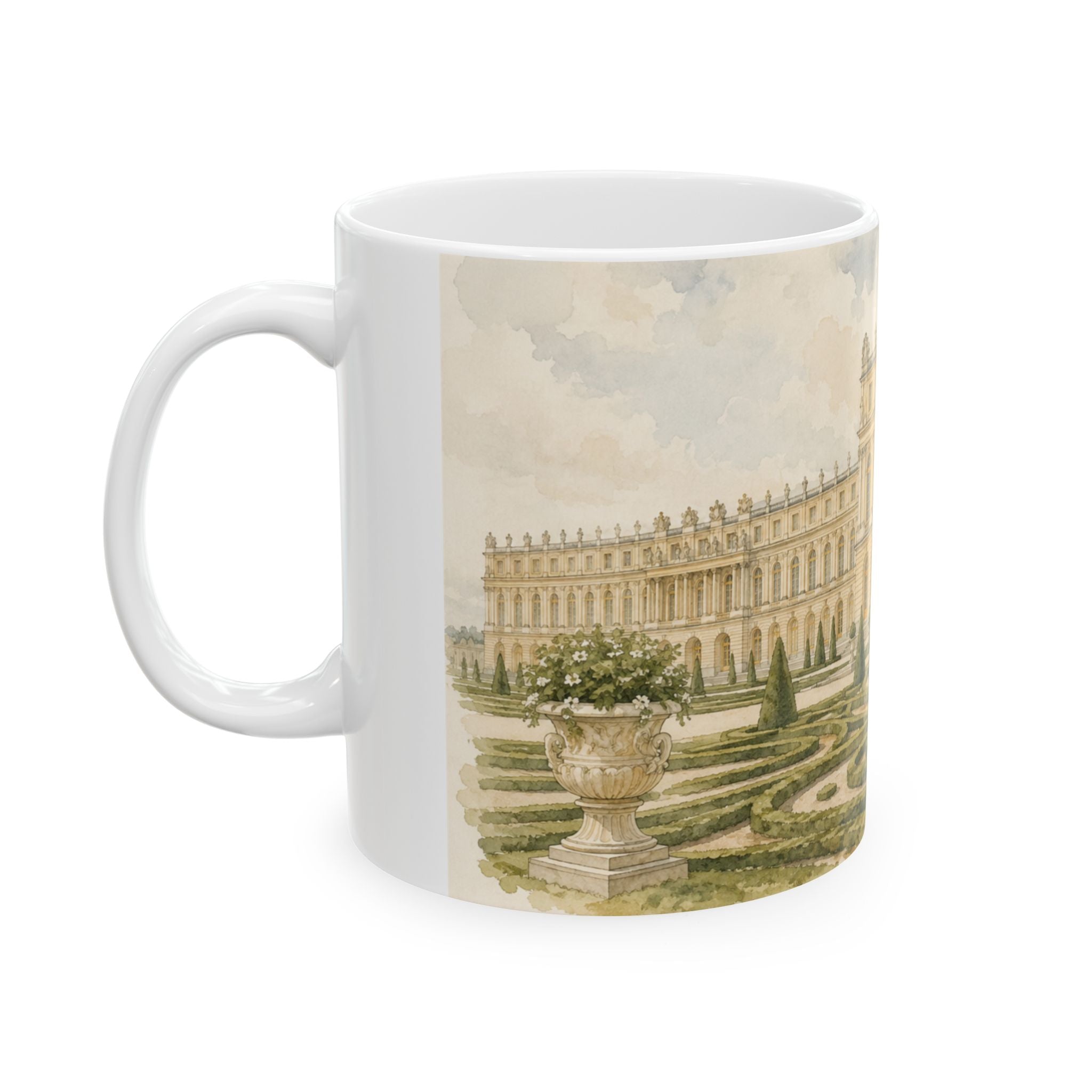 Palace of Versailles Mug Elegant Watercolor French Garden Coffee Cup Gift Ceramic Travel Mug