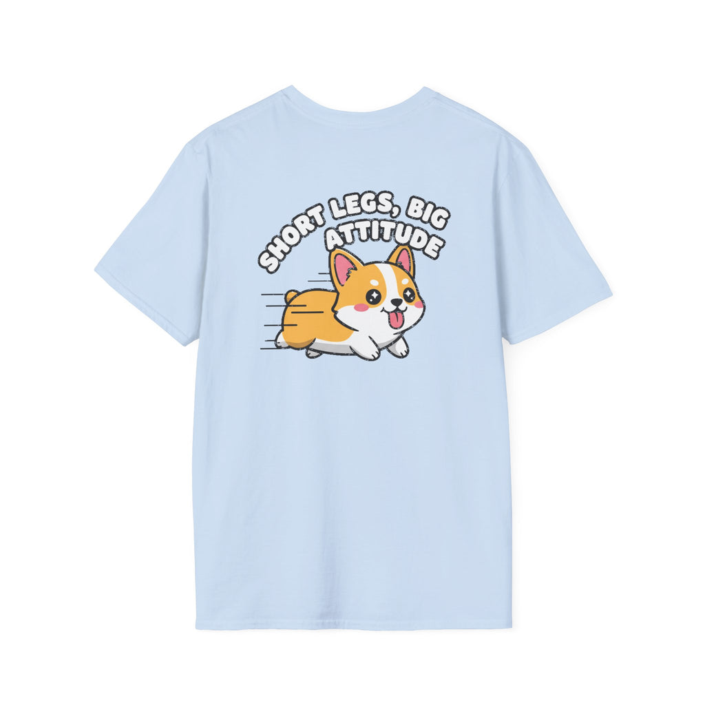 Cute Corgi Shirt Short Legs, Big Attitude Funny Dog Lover Unisex Softstyle Tee Gift