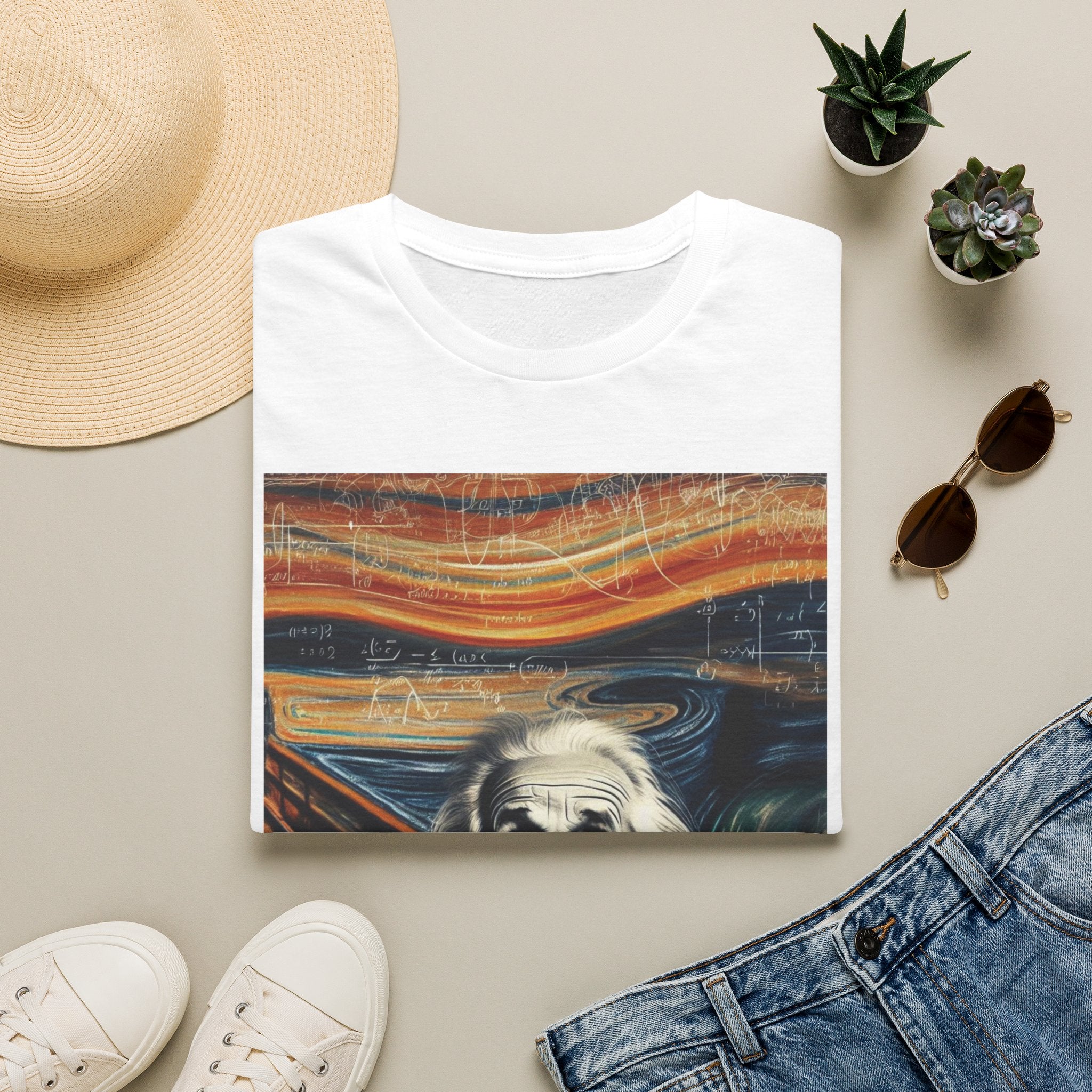 Funny Einstein Unisex Softstyle T-Shirt Edvard Munch Scream Cotton Gift Men Lady