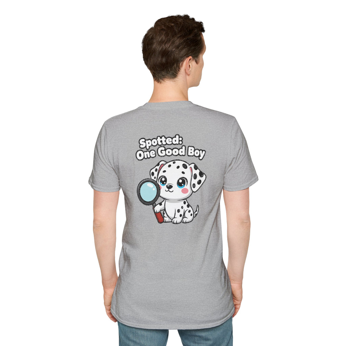 Cute Dalmatian Shirt Spotted: One Good Boy Funny Dog Lover Unisex Softstyle Tee Gift