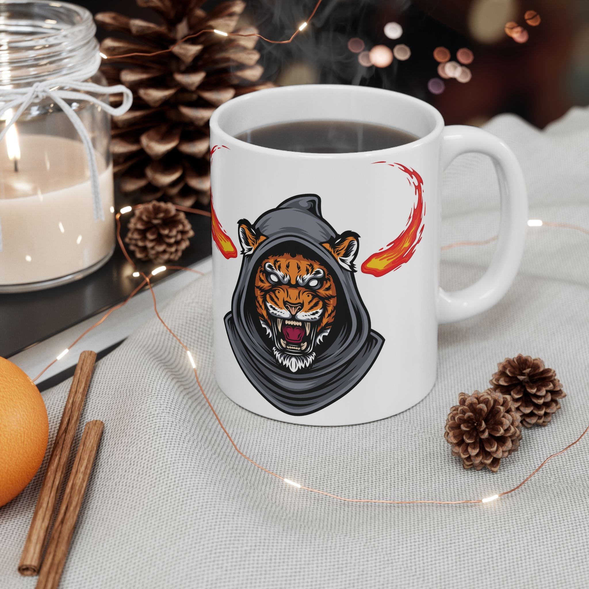 Tiger Mug Shot Unique Funny Coffee Mug Ceramic Mug Tea Cup Hooded Cute Gift Art 11oz