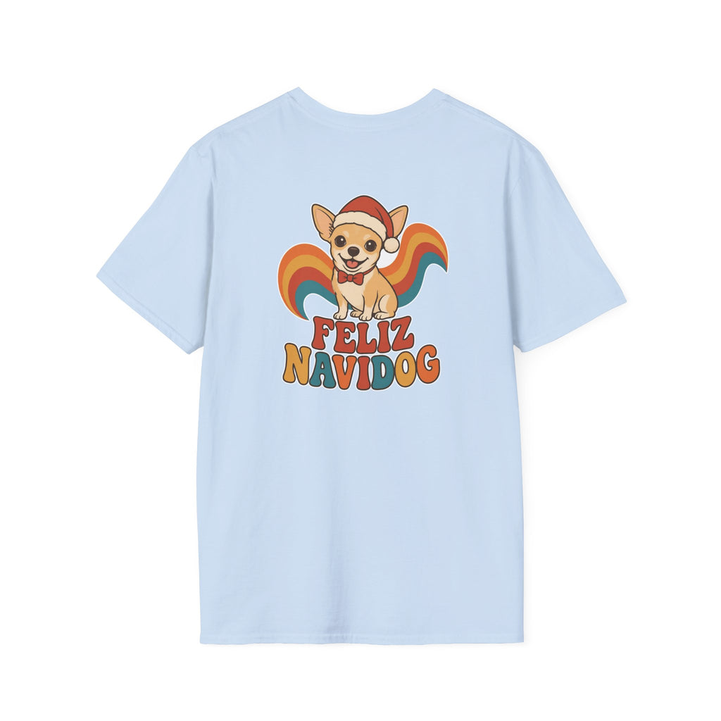 Retro Christmas Dog T-Shirt Feliz Navidog Vintage Dog Lover Shirt Unisex Softstyle Tee Christmas Gift