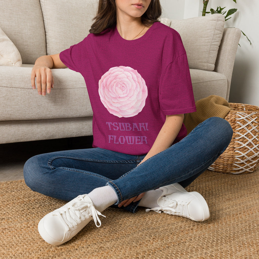 Tsubaki Japanese Camellia Unisex Softstyle T-Shirt Gift Cotton Japan Art Flower