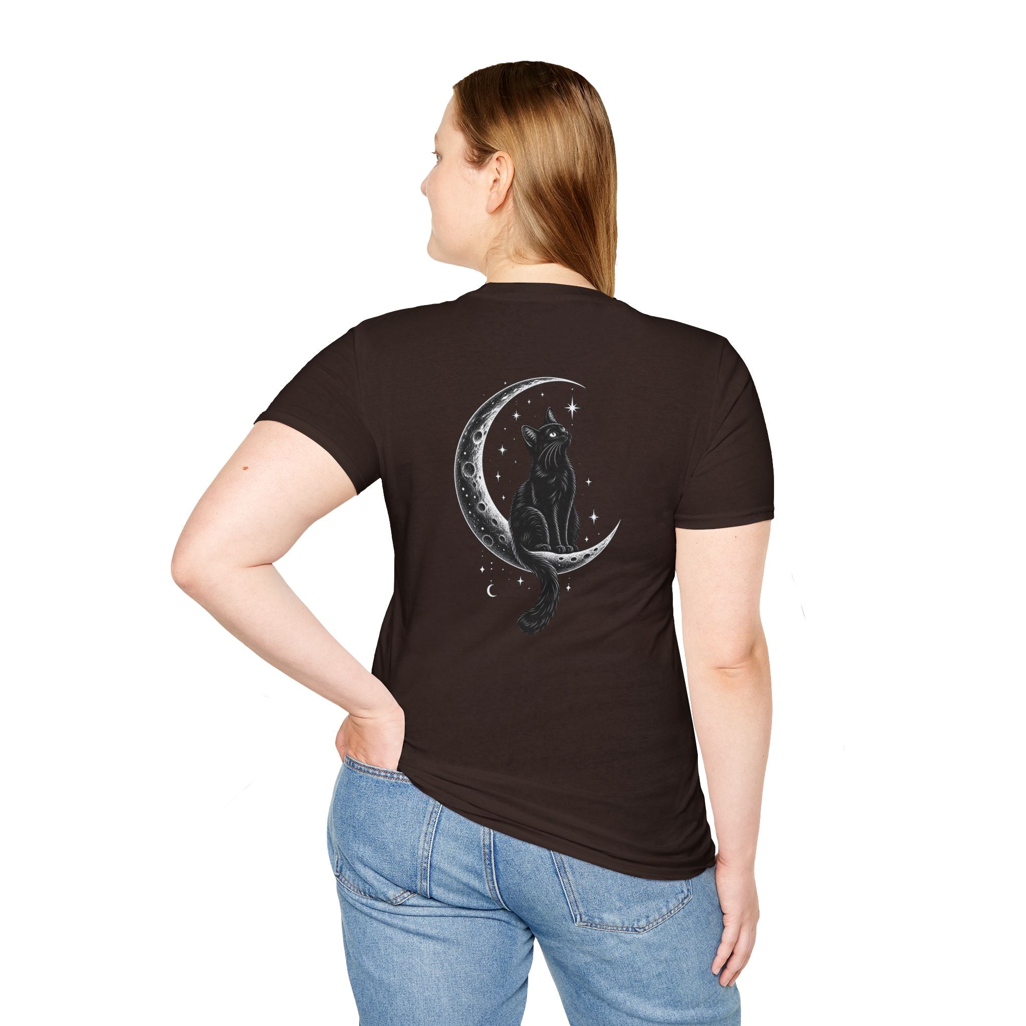 Black Cat Shirt Moon Silhouette Minimalist Funny Cat Lover Graphic Tee Unique Gift Black Cat T shirt