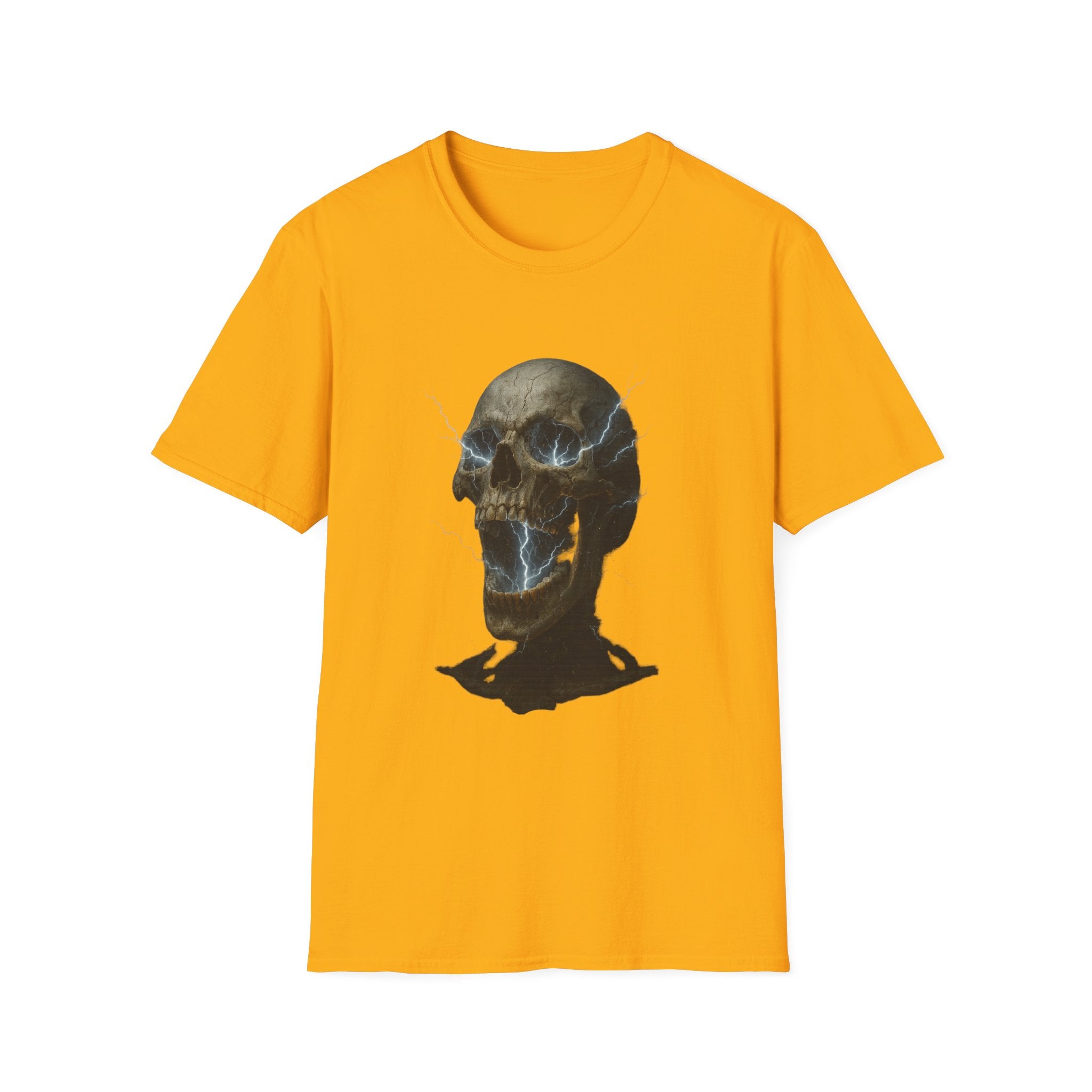 Funny Mens Electric Skull T-Shirt Classic Short Sleeve Shirt Apparel Clothing