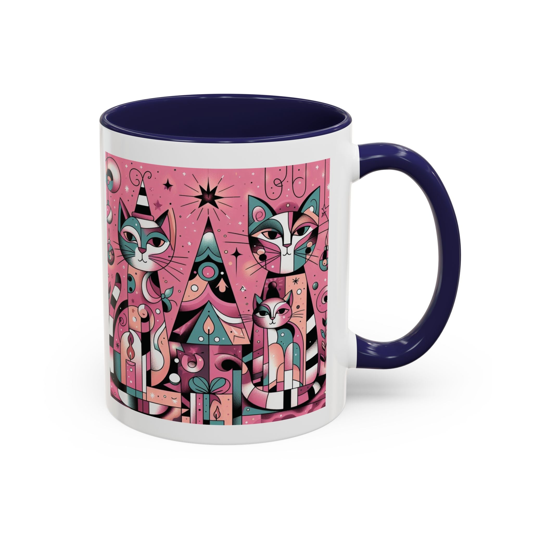 Christmas Mug Pink Cats Mug Mom Picasso Art Funny Coffee Tea Ceramic Cup Gift