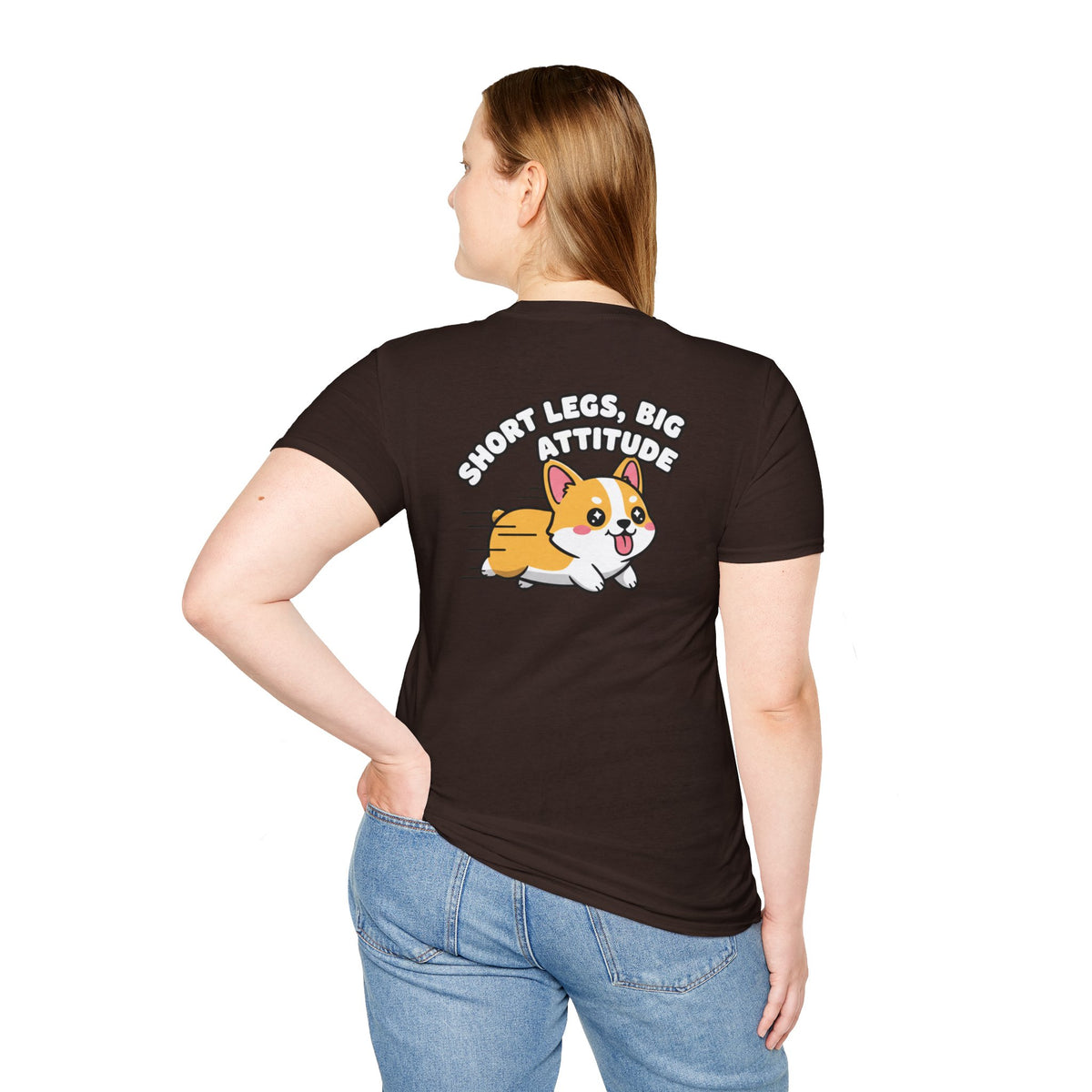 Cute Corgi Shirt Short Legs, Big Attitude Funny Dog Lover Unisex Softstyle Tee Gift