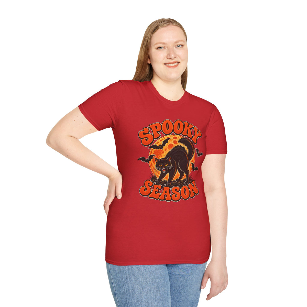 Retro Black Cat Halloween Shirt | Vintage Spooky Season Graphic Tee | Womens Halloween T-Shirt