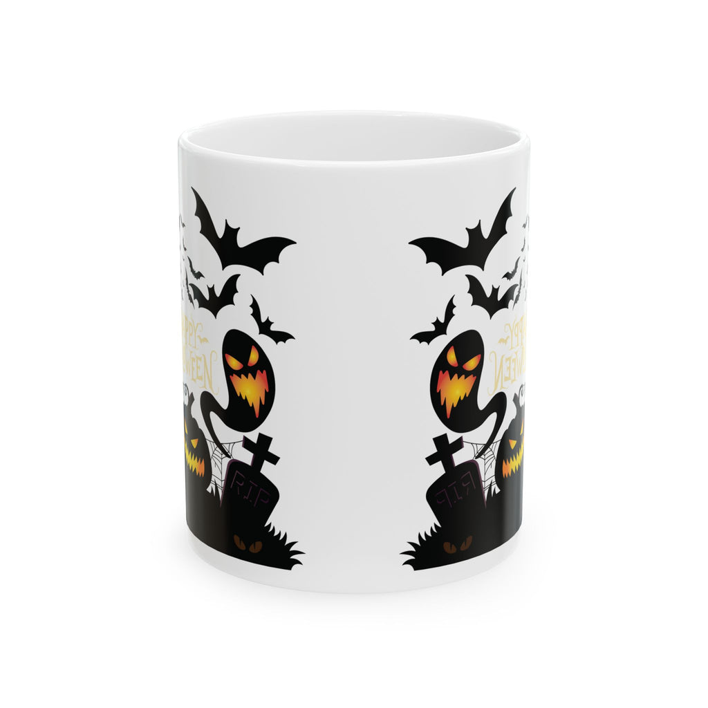 Happy Halloween Pumpkin Spooky White Coffee Mug Funny Best Gift For Friends 11oz