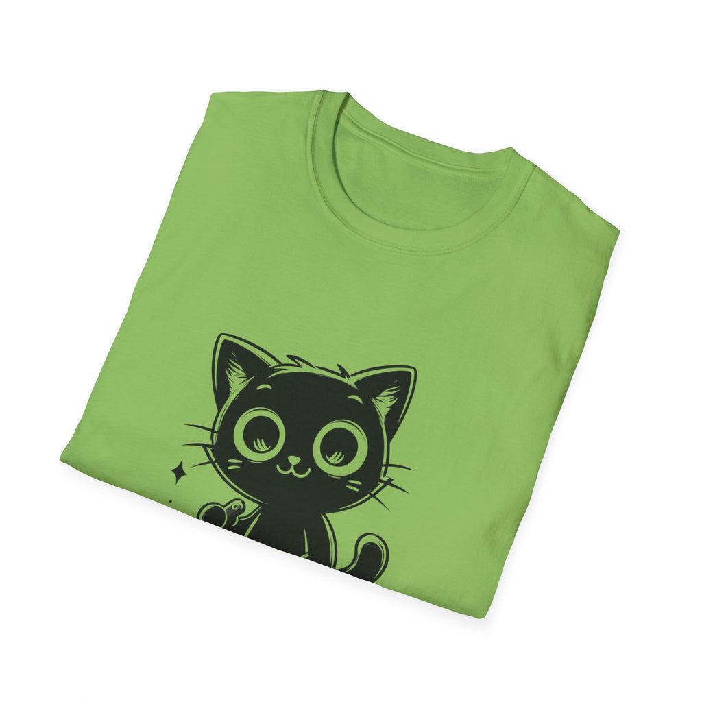 Women's and Men's Funny Cat T-shirt you saw nothing cat with bloody knife Halloween tee Soft Unisex Tshirt Gift for Her