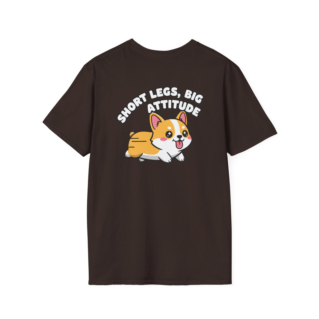 Cute Corgi Shirt Short Legs, Big Attitude Funny Dog Lover Unisex Softstyle Tee Gift