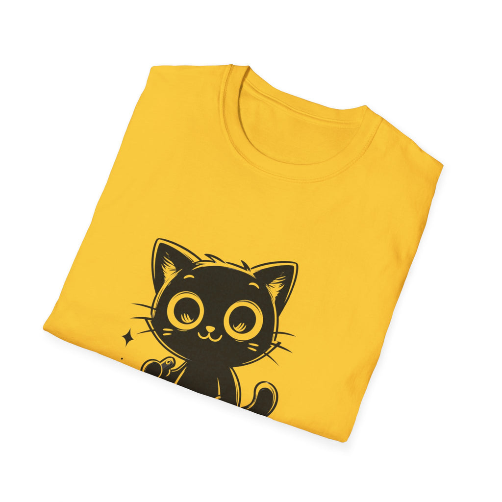 Women's and Men's Funny Cat T-shirt you saw nothing cat with bloody knife Halloween tee Soft Unisex Tshirt Gift for Her