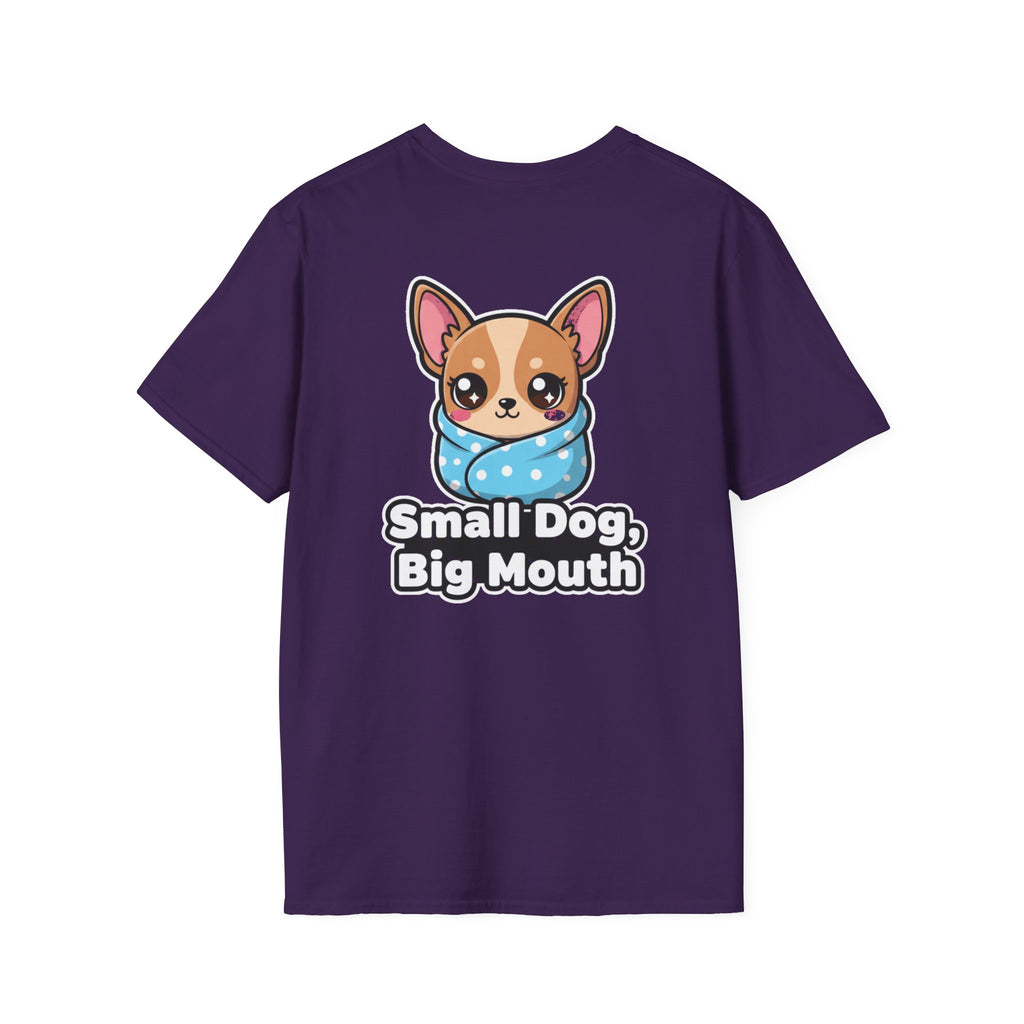 Cute Chihuahua Shirt Small Dog, Big Mouth Funny Dog Lover Unisex Softstyle Tee Gift