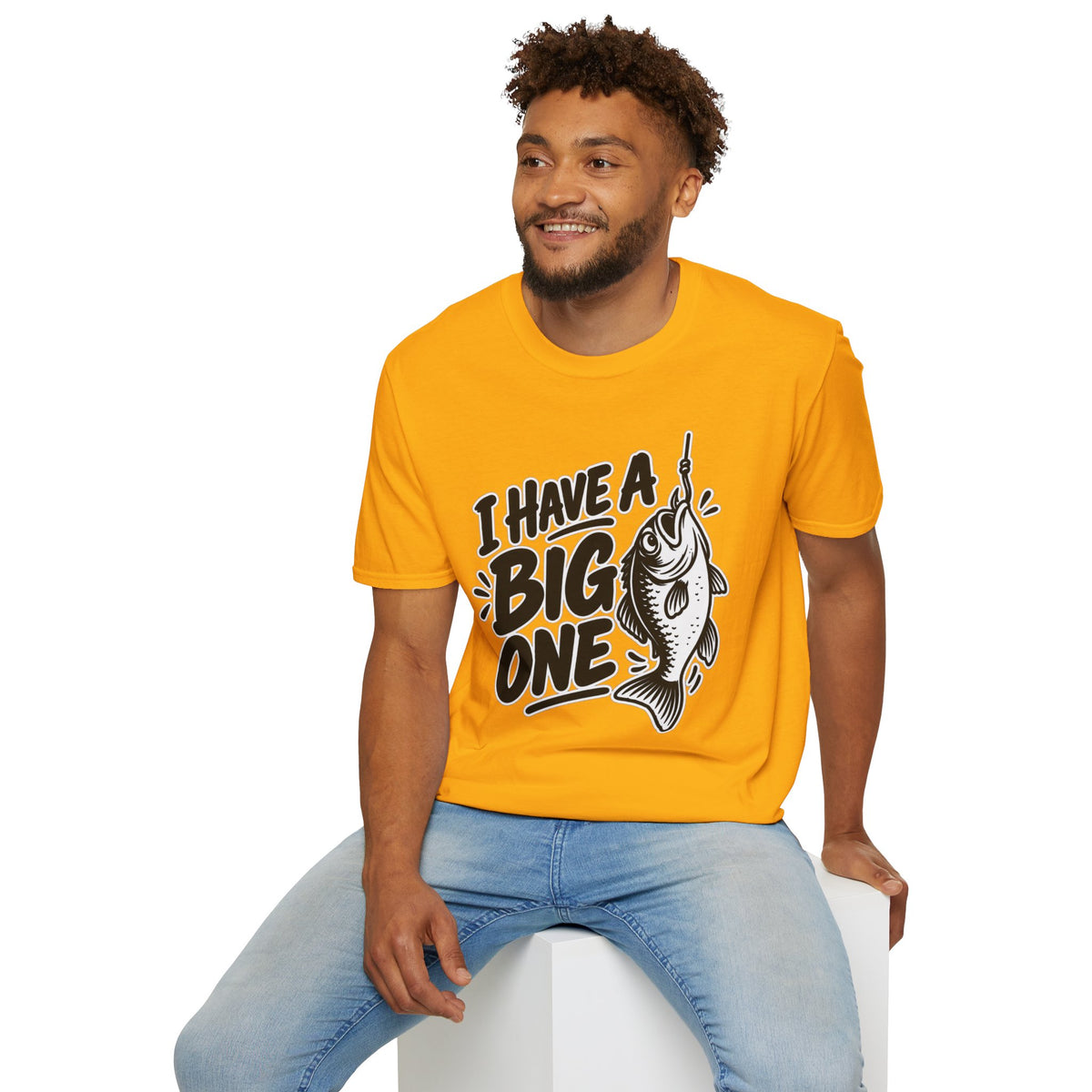 Funny Fishing Shirt I Have a Big One Novelty Unique Gift Tshirt Unisex Softstyle Graphic Tee