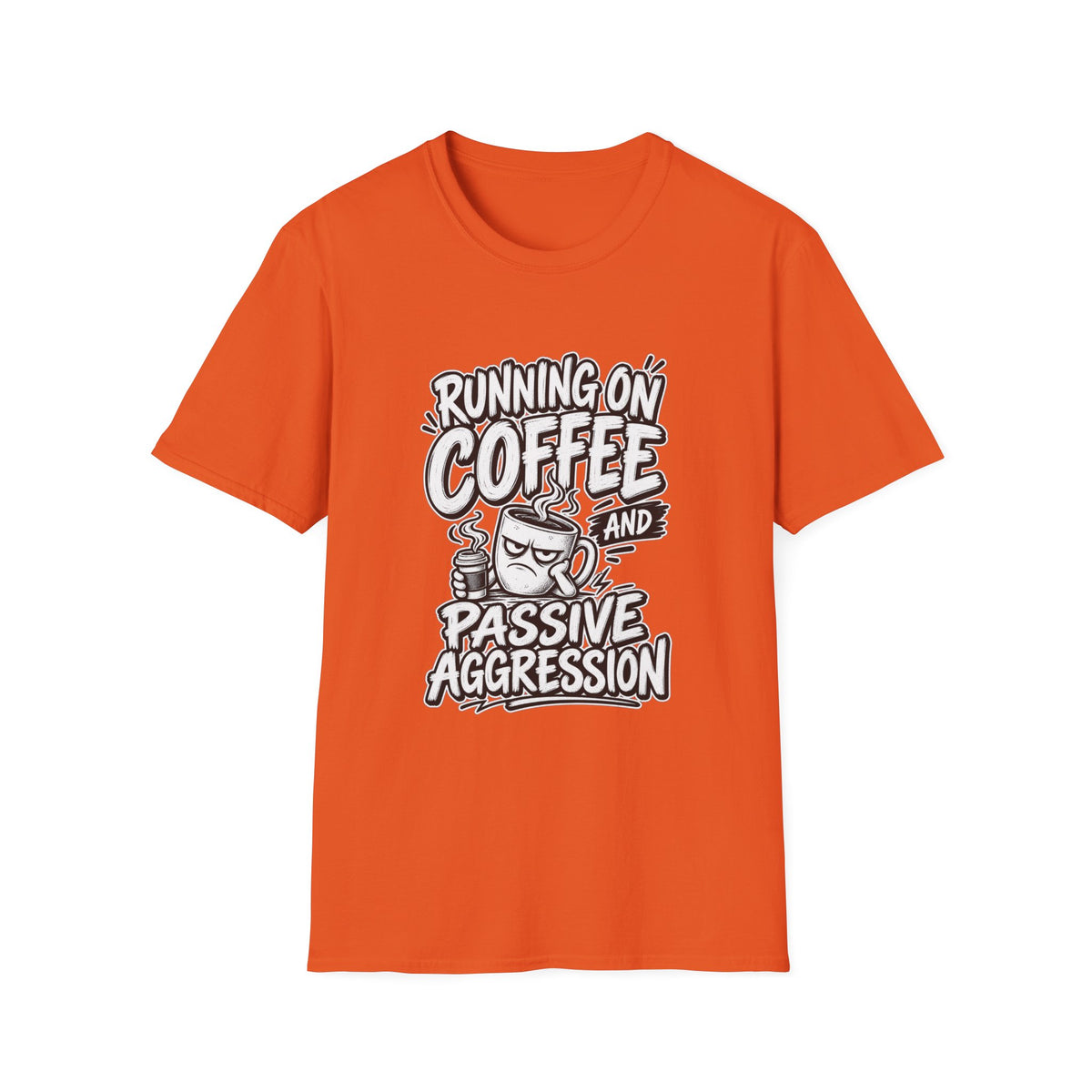 Funny Dark Humor Tshirt — Funny Office Tshirt Dark Humor Graphic Tee Unique Coworker Gift  RUNNING ON COFFEE AND PASSIVE AGGRESSION Shirt