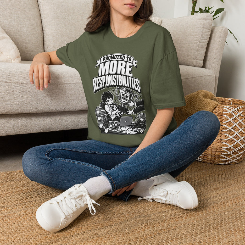 Funny Dark Humor Tshirt — Funny Office Tshirt Dark Humor Graphic Tee Unique Coworker Gift PROMOTED TO MORE RESPONSIBILITIES Shirt