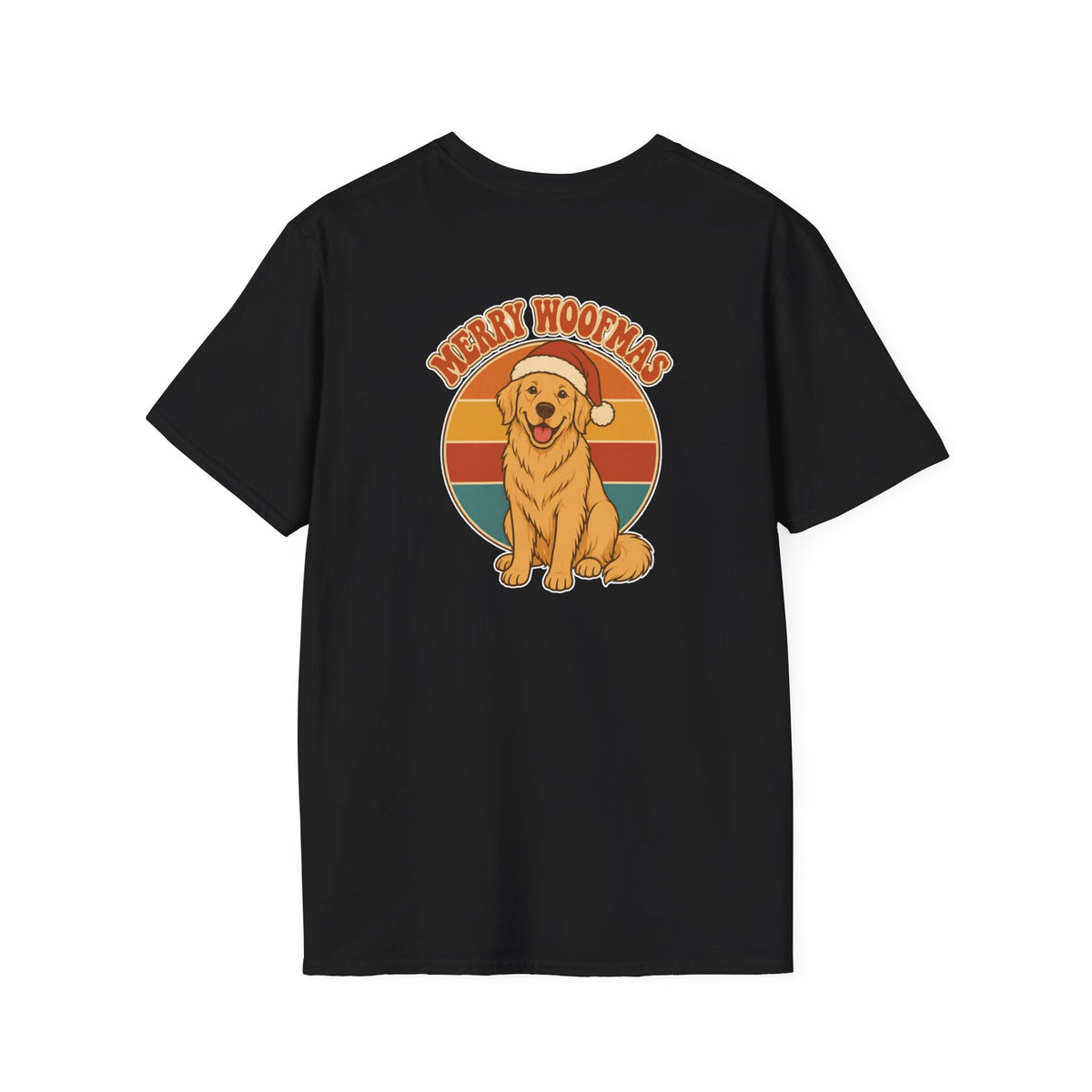 Retro Christmas Dog T-Shirt Merry Woofmas Vintage Dog Lover Shirt Unisex Softstyle Tee Christmas Gift