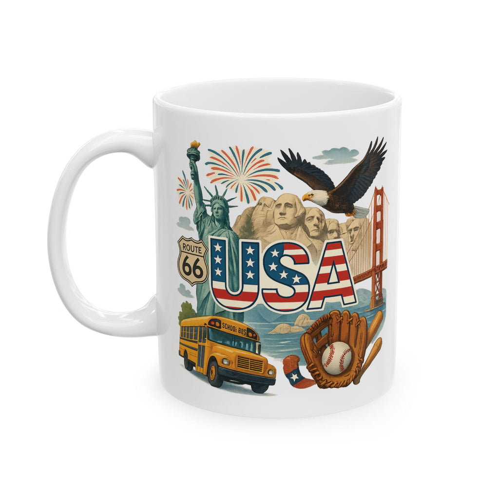 USA Flag Ceramic Mug - 11oz Unique Coffee Cup Tea Mug Best Gift Travel Lovers
