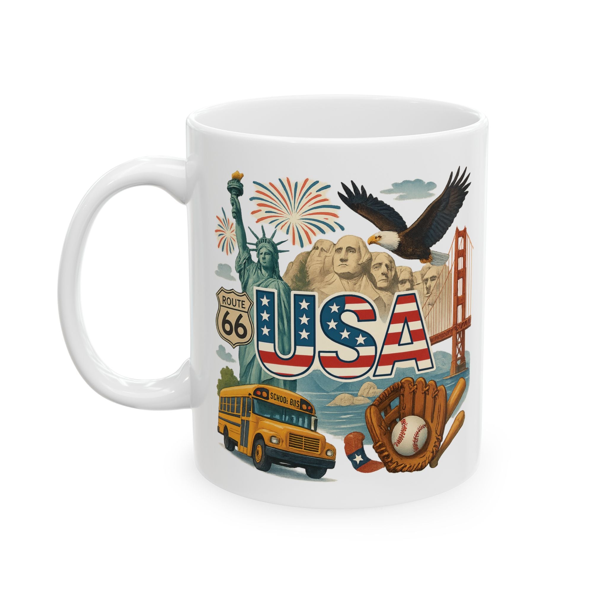 USA Flag Ceramic Mug - 11oz Unique Coffee Cup Tea Mug Best Gift Travel Lovers