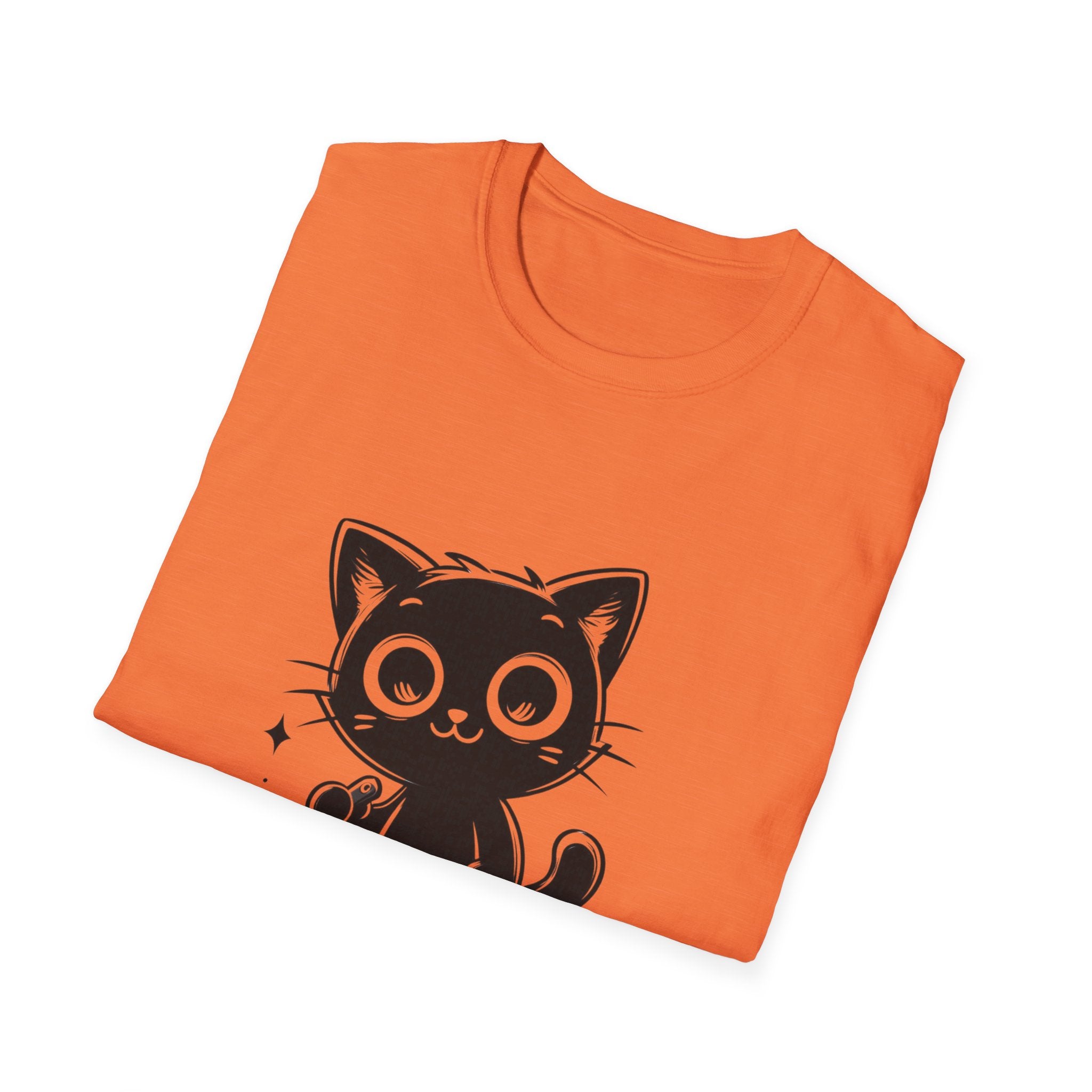 Women's and Men's Funny Cat T-shirt you saw nothing cat with bloody knife Halloween tee Soft Unisex Tshirt Gift for Her