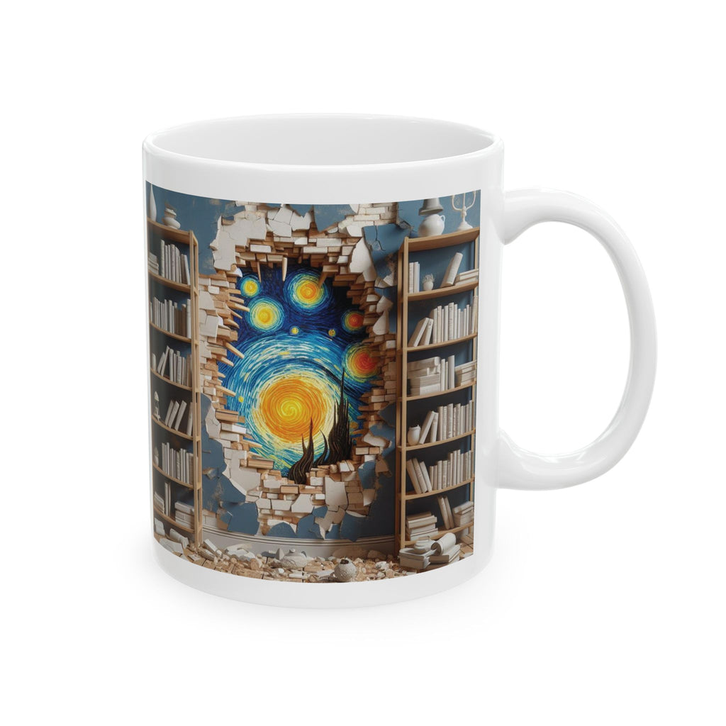 3D Bookshelf Mug-Library Book Shelf Mugs Book Lover Ceramic Van Gogh Cup Gifts 2027 11oz