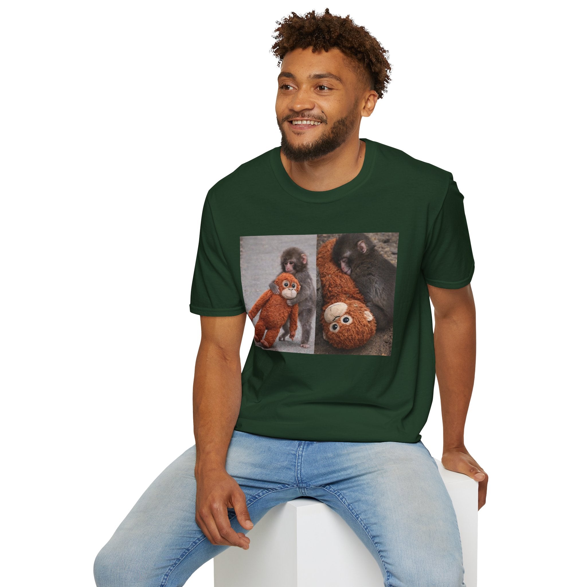 Funny Punch Monkey Viral Animal Tshirt Cute Trendy Unisex Softstyle T-Shirt Gift