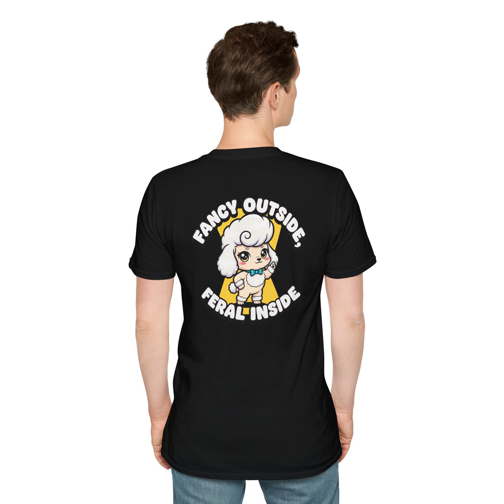Cute Poodle Shirt Fancy Outside, Feral Inside Funny Dog Lover Unisex Softstyle Tee Gift