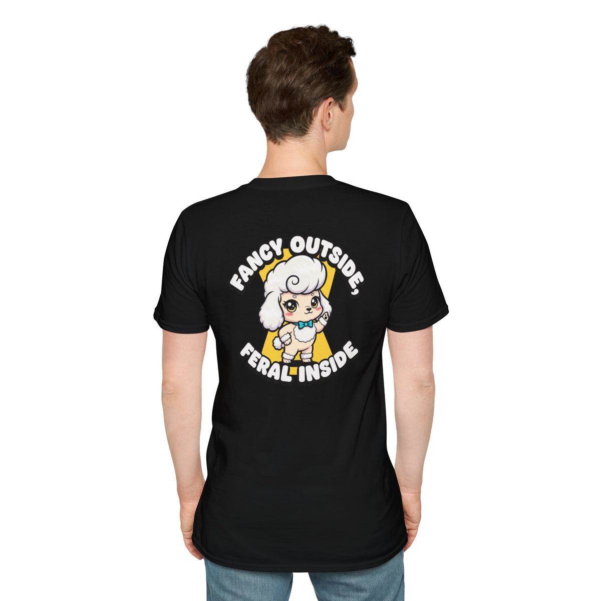 Cute Poodle Shirt Fancy Outside, Feral Inside Funny Dog Lover Unisex Softstyle Tee Gift