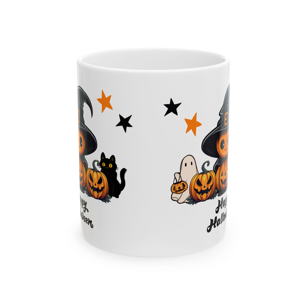 Cute Happy Halloween Funny Coffee Mug Gift For Kids Pumpkin Spooky Cat Boo 11oz