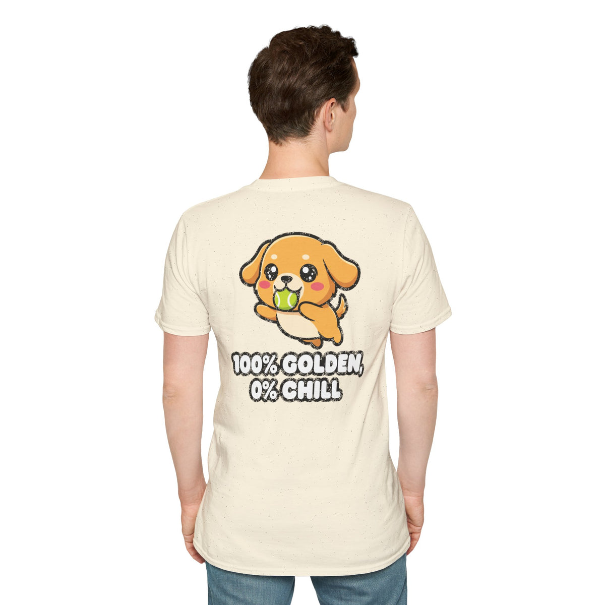 Cute Golden Retriever Shirt 100% Golden, 0% Chill Funny Dog Lover Unisex Softstyle Tee Gift
