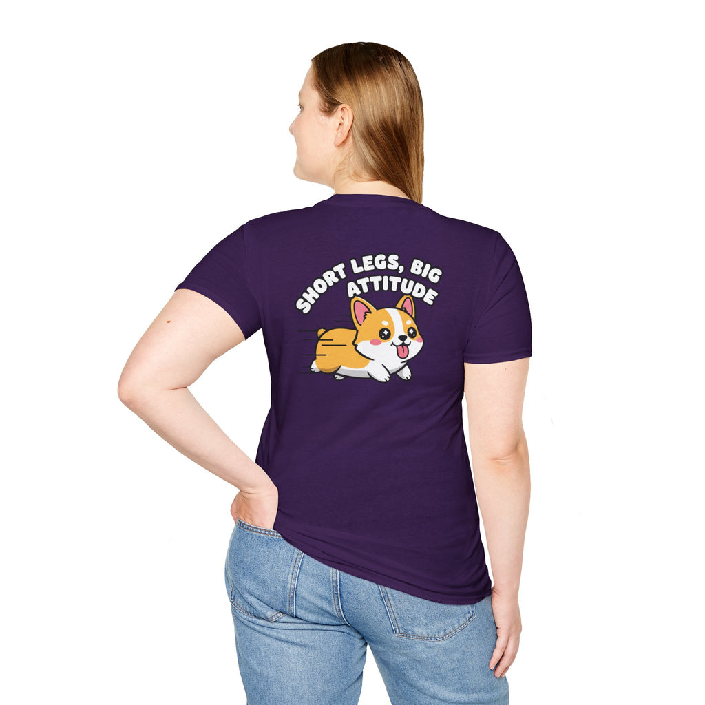 Cute Corgi Shirt Short Legs, Big Attitude Funny Dog Lover Unisex Softstyle Tee Gift