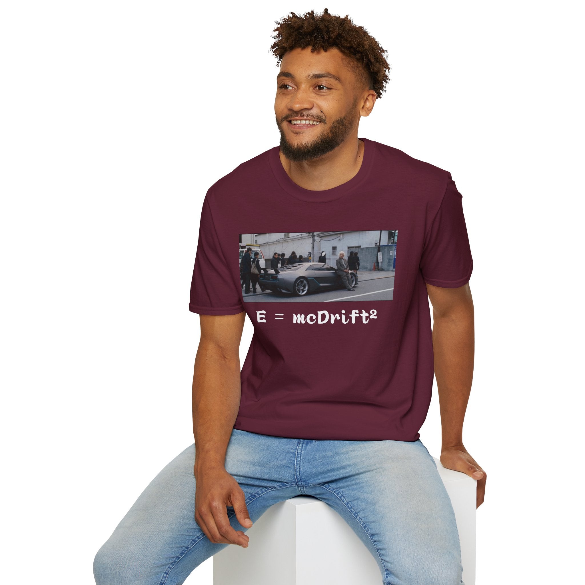 Funny Einstein Drift T-Shirt Speed Racing Car Unisex Softstyle TShirt Gift Men